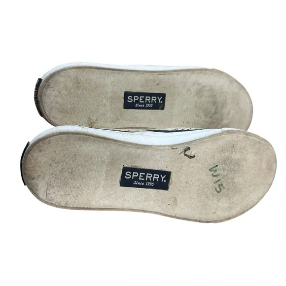Sperry Seaside Perforated Slip On Boat Shoe in white leather Size 6.5 - Picture 8 of 10